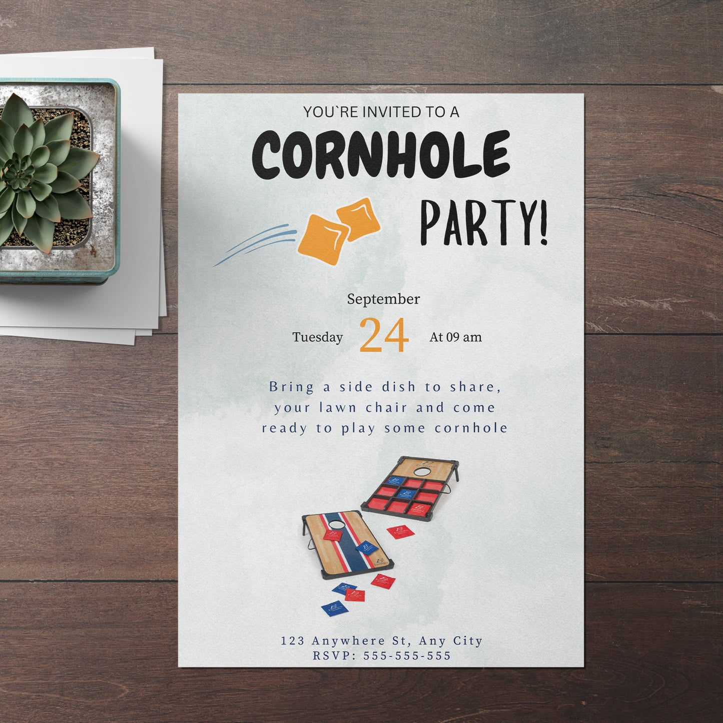 Cornhole Birthday Party Invitation Template