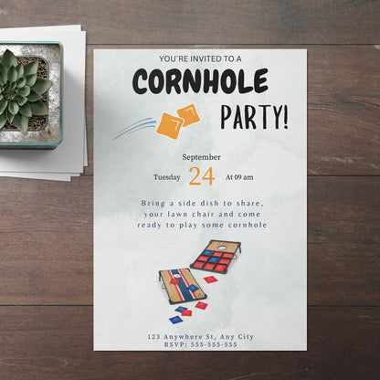 Cornhole Birthday Party Invitation Template CreativeRino