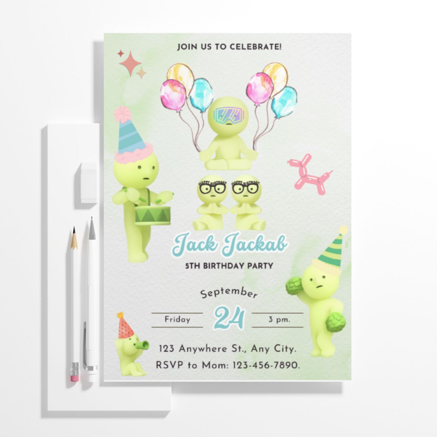 Smiski Birthday Invitation Template