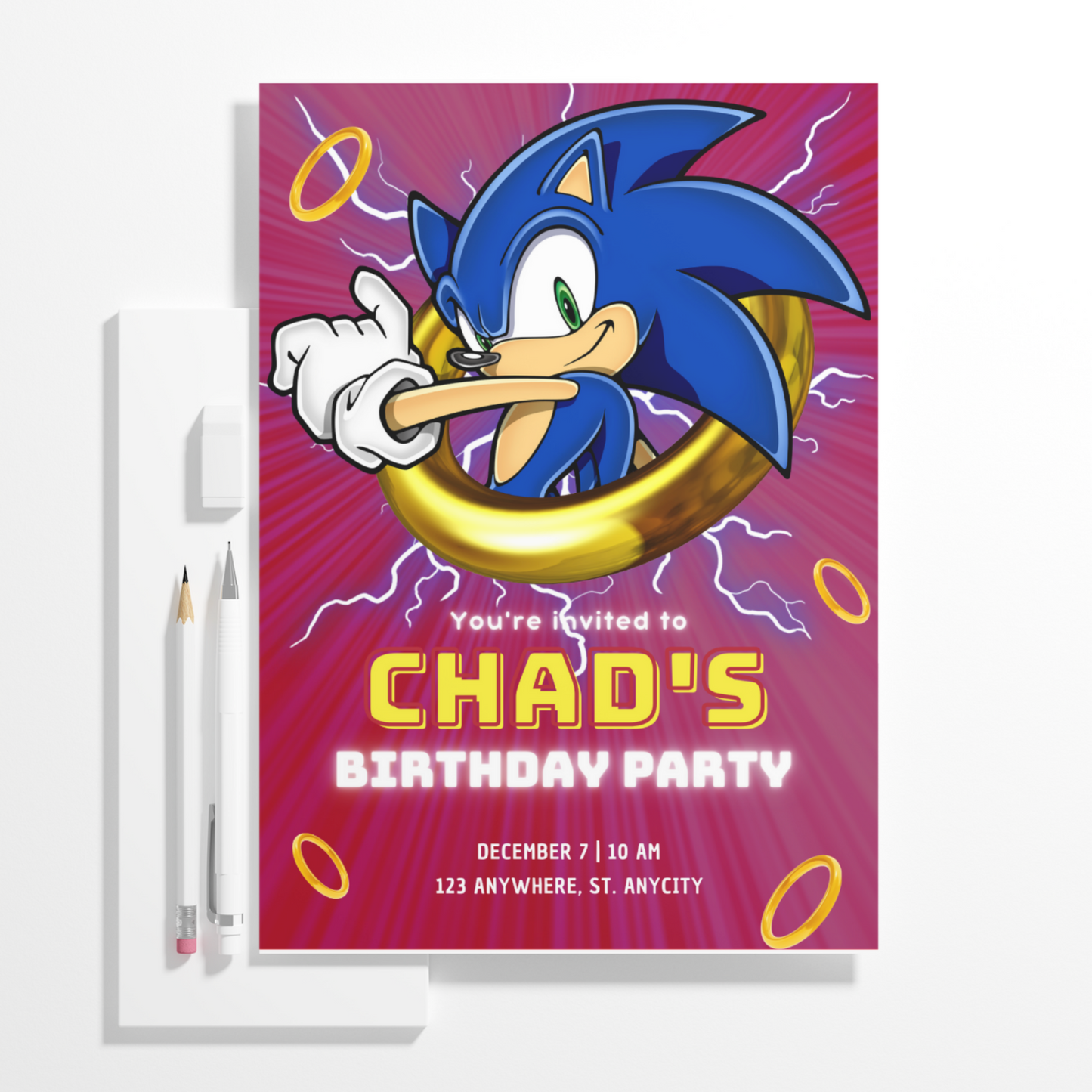 Sonic the Hedgehog Birthday Invitation Template