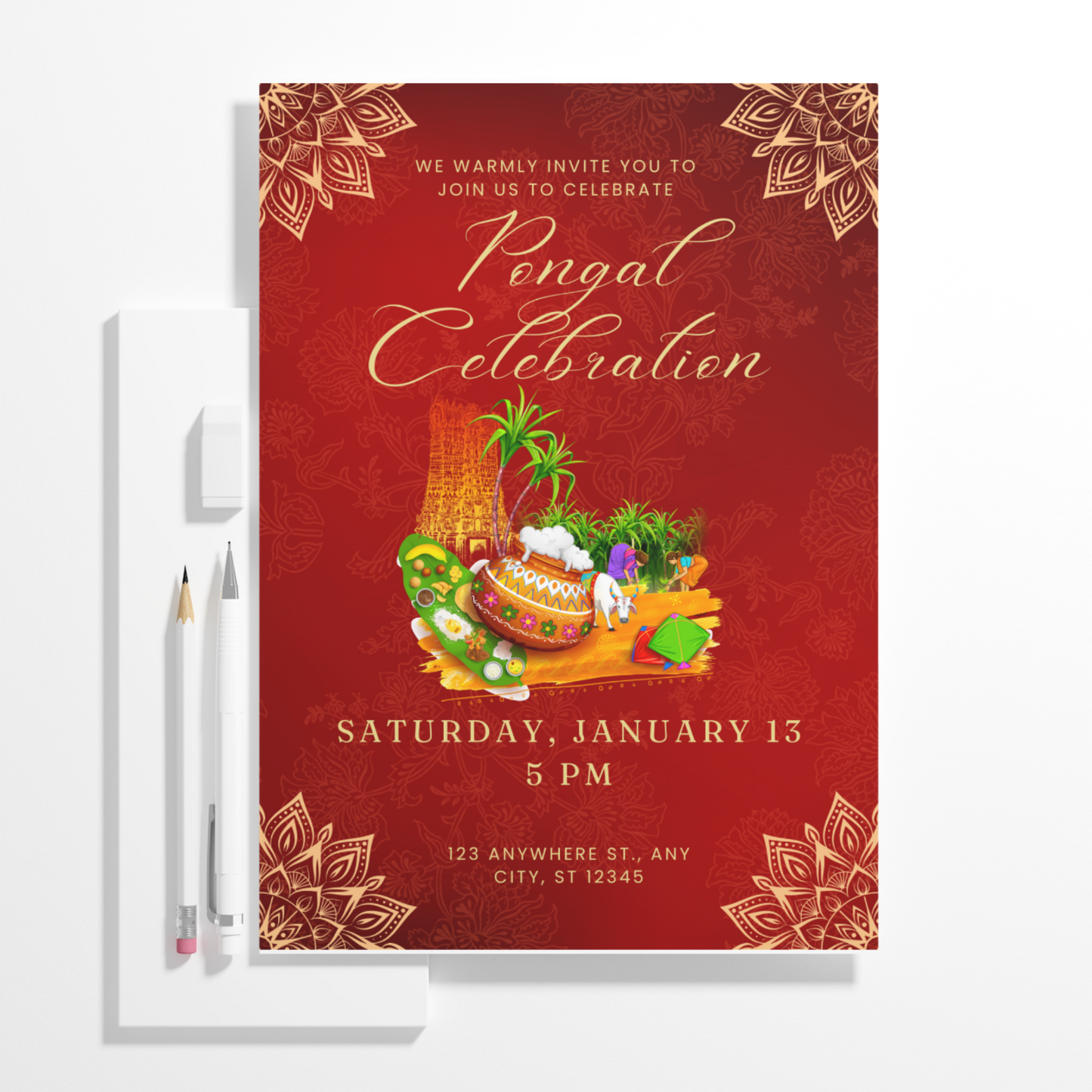 Pongal Invitation Template | Pongal Celebration Invite