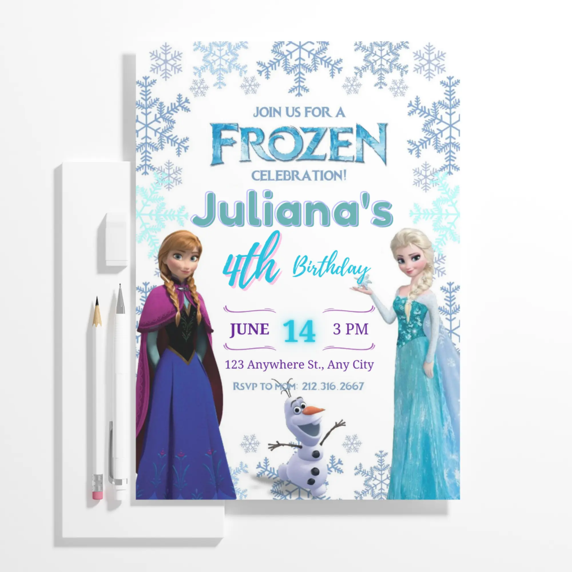 Frozen Birthday Invitation Template - CreativeRino