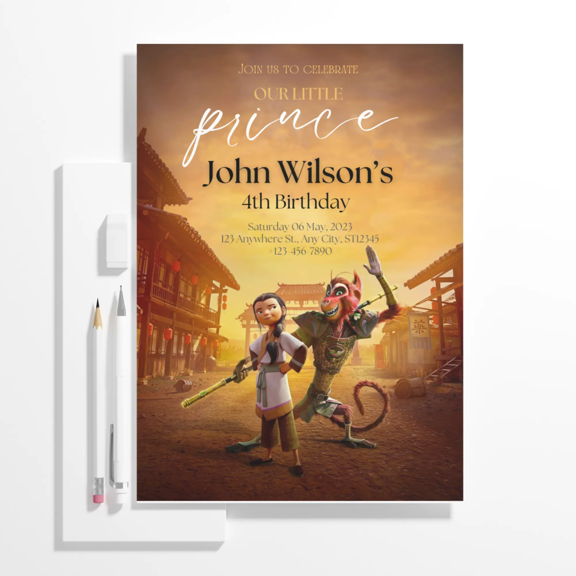 Monkey King Birthday Invitation Template - CreativeRino