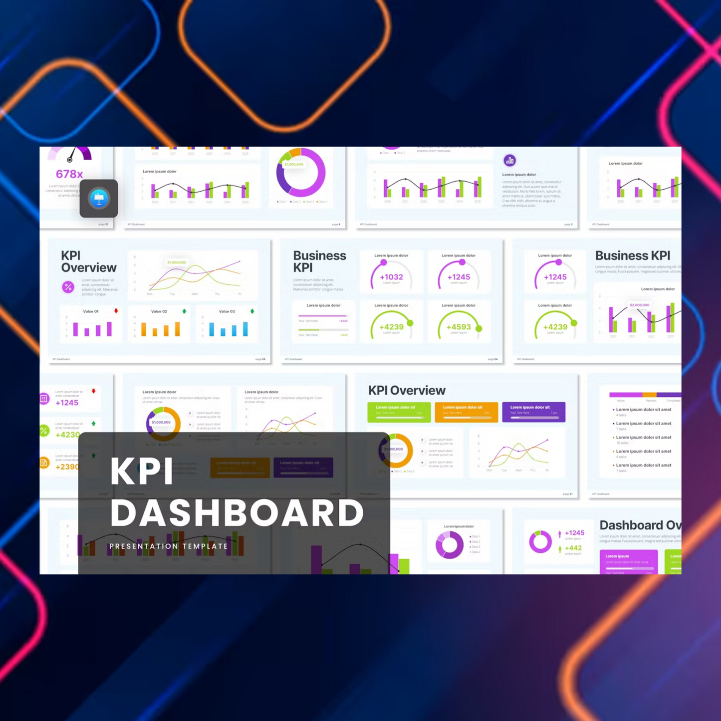 6 KPI Dashboard Keynote Presentation Template Bundle | Editable KPI Dashboard Template