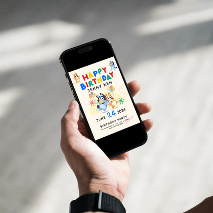 Bluey and Bingo Birthday Party Invitation Template - CreativeRino
