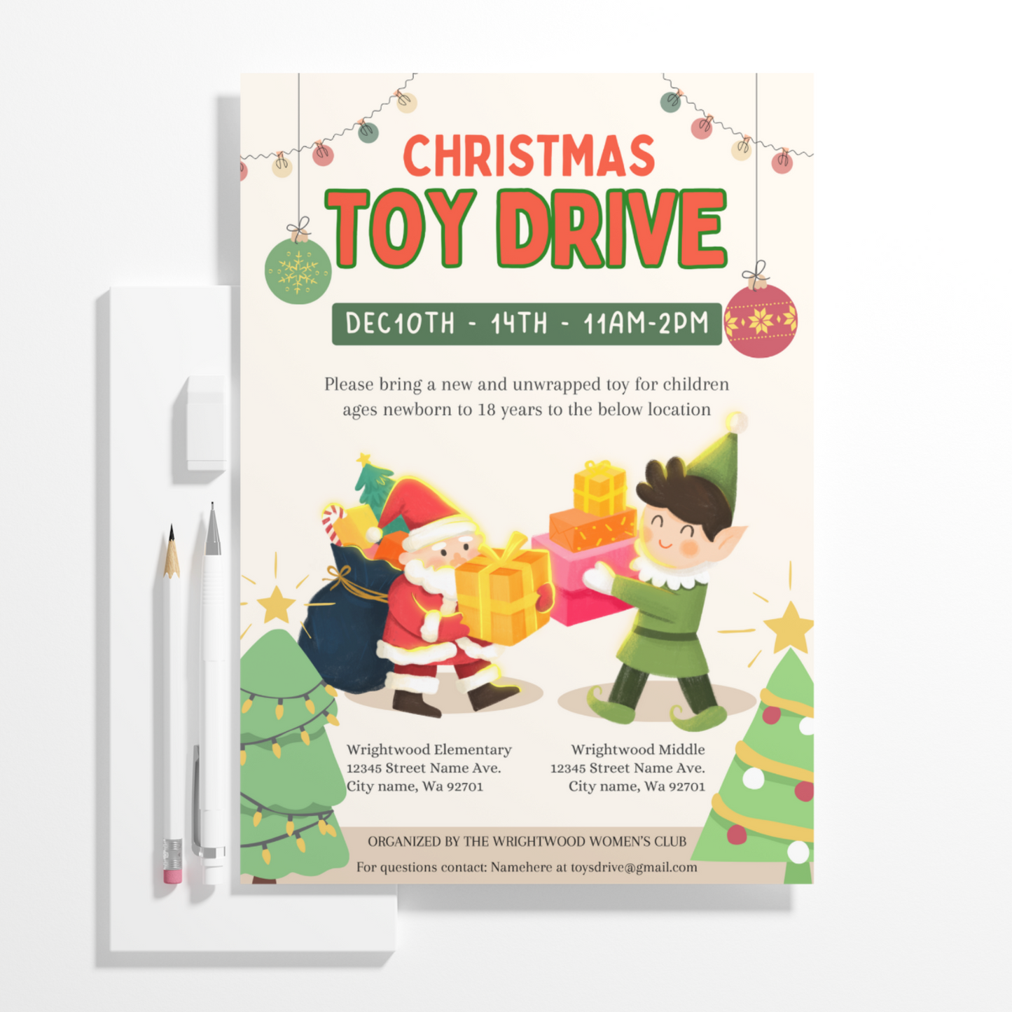 Christmas Toy Drive Flyer Template | Toy Drive Invitation