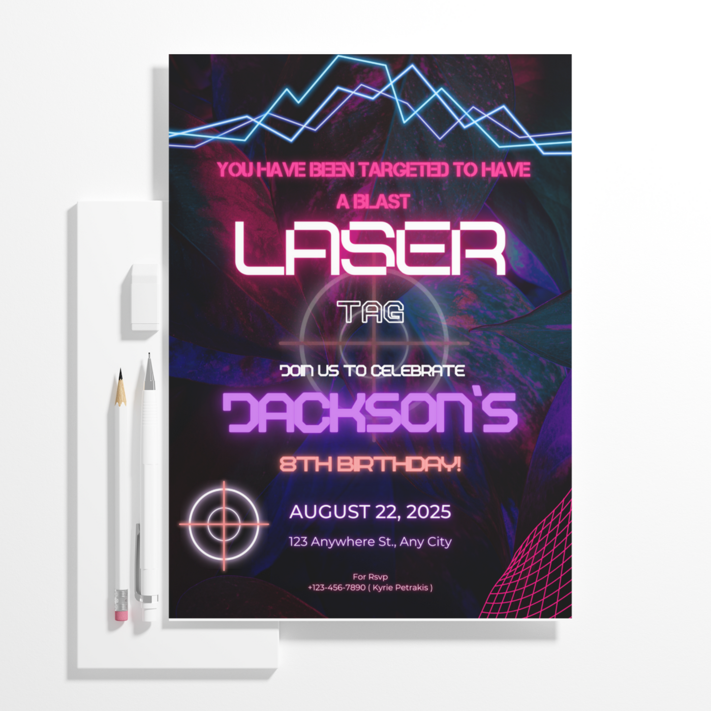 Laser Gaming Birthday Invitation Template