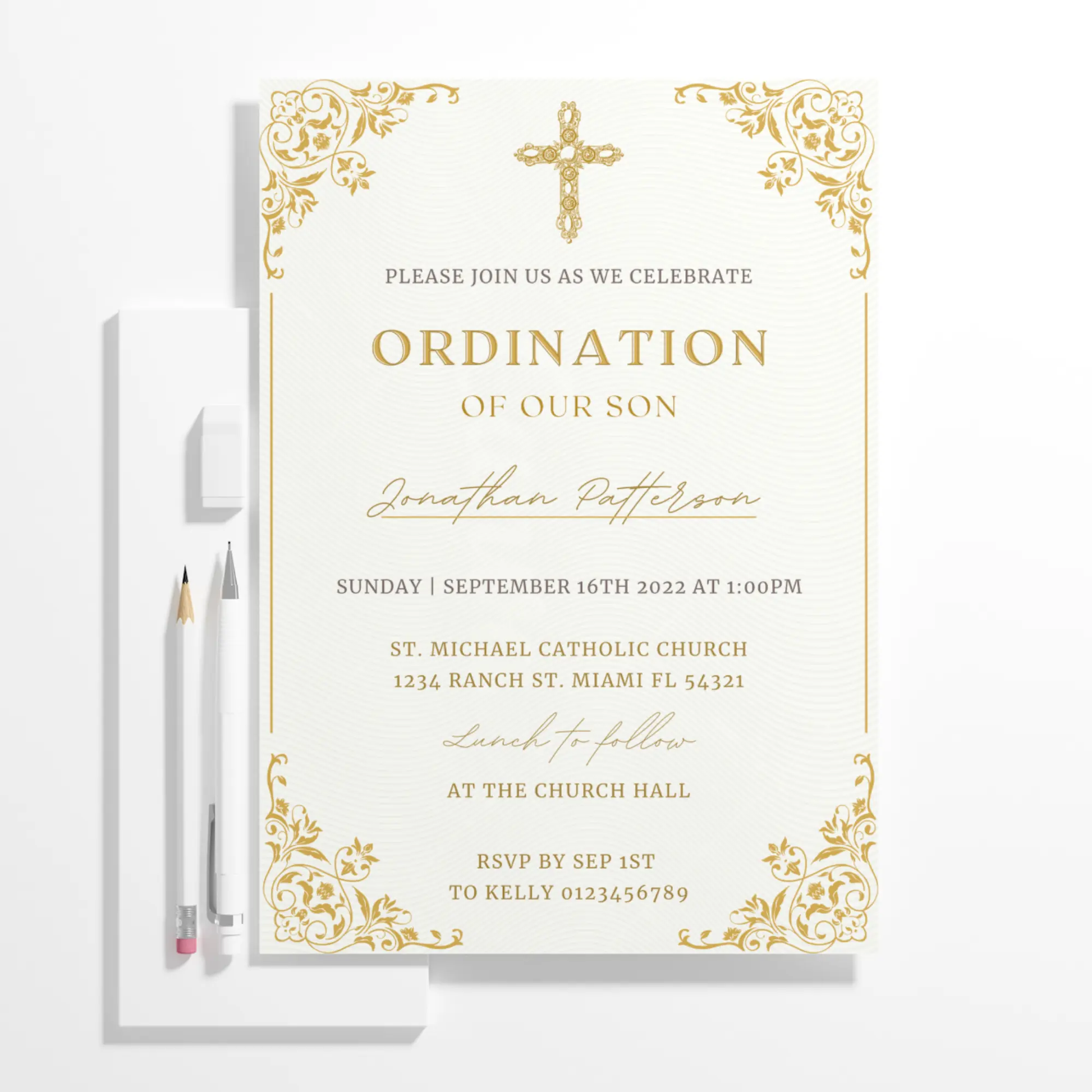 Catholic Priest Ordination Invitation Template - CreativeRino