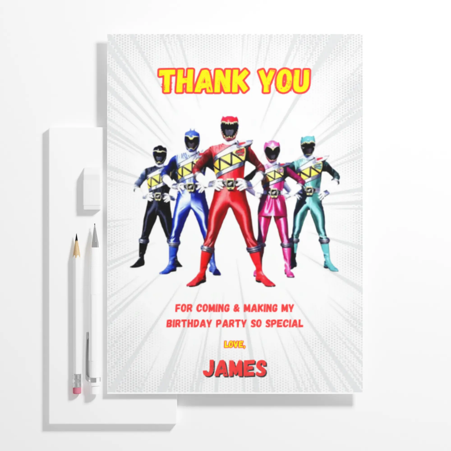 Power Rangers Thank You Card Template - CreativeRino