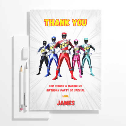 Power Rangers Thank You Card Template - CreativeRino