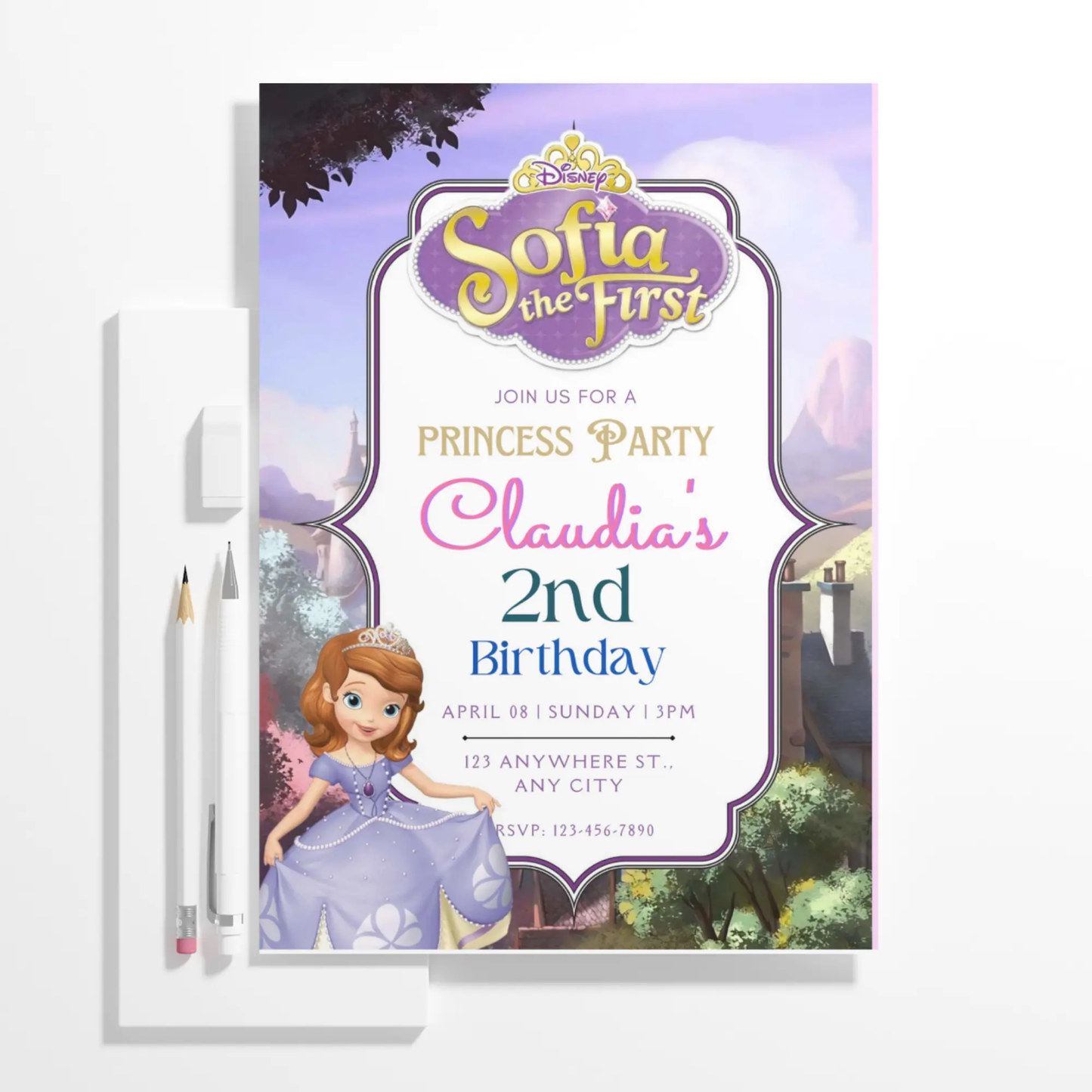 Sofia the First Birthday Invitation Template - CreativeRino