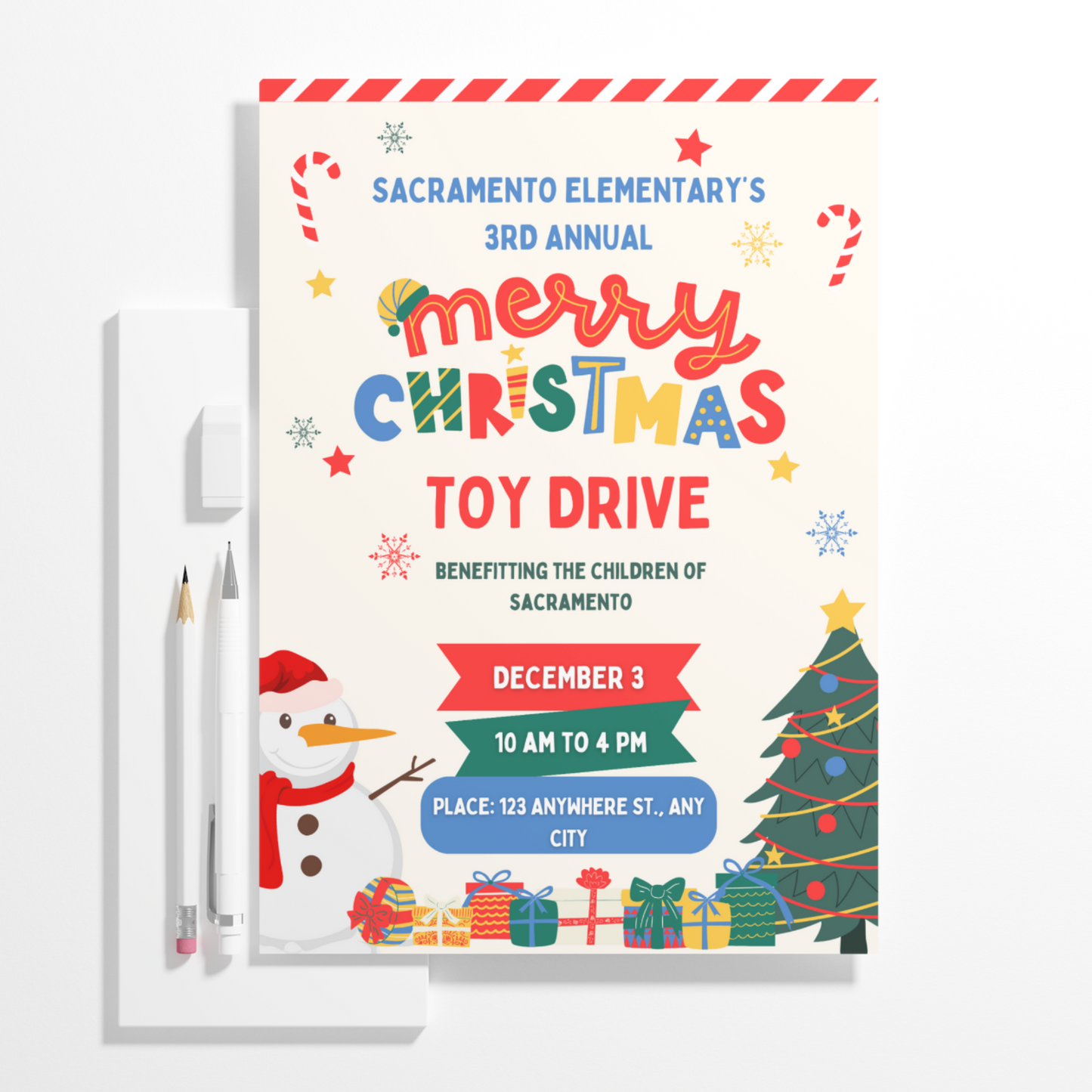 Merry Christmas Toy Drive Flyer Template | Toy Drive Invitation