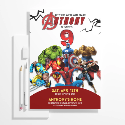 Avengers Birthday Invitation Template | Superhero Invite - CreativeRino