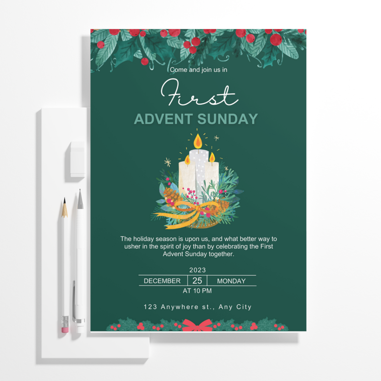 Advent Invitation Template | Advent Celebration Party Invite