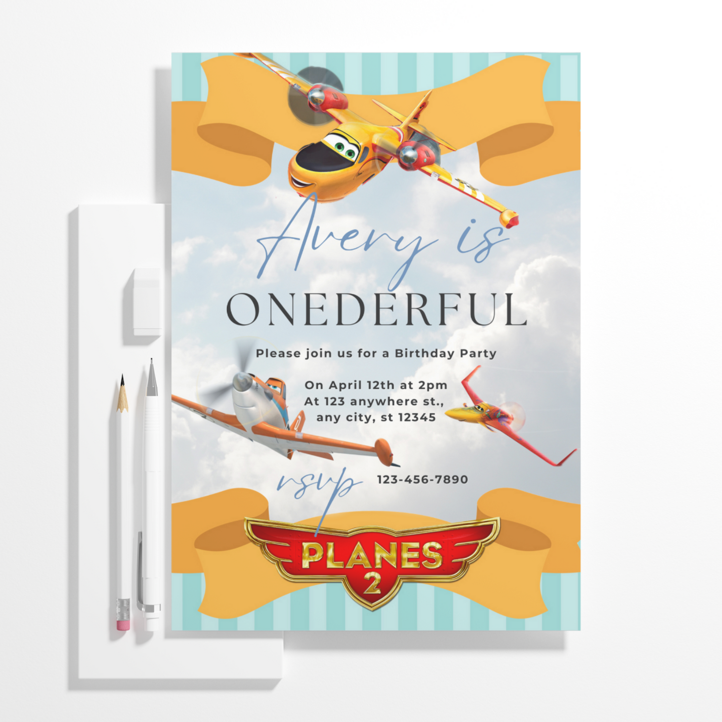 Planes Birthday Invitation Template