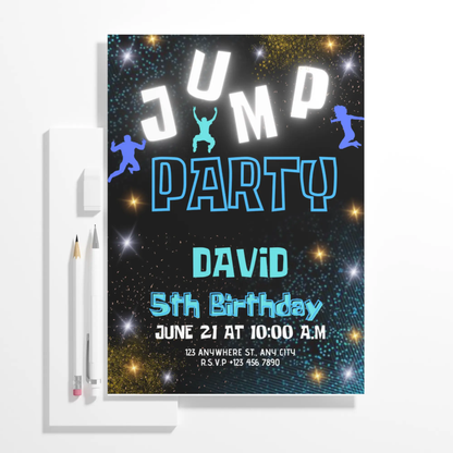 Jump Birthday Party Invitation Template - CreativeRino