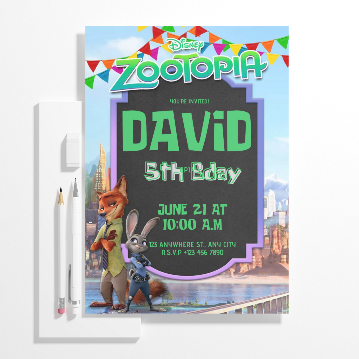 Zootopia Birthday Invitation Template