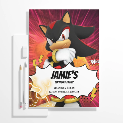 Shadow the Hedgehog Birthday Invitation Template - CreativeRino