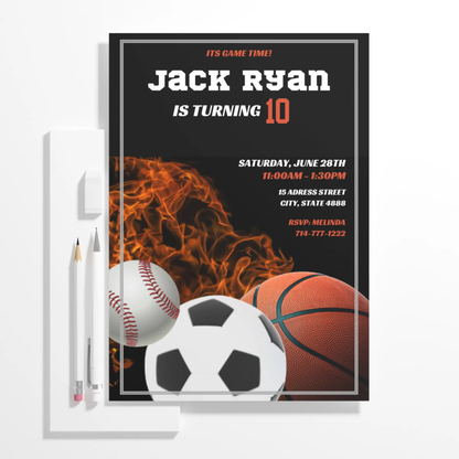 Sports Birthday Invitation Template - CreativeRino
