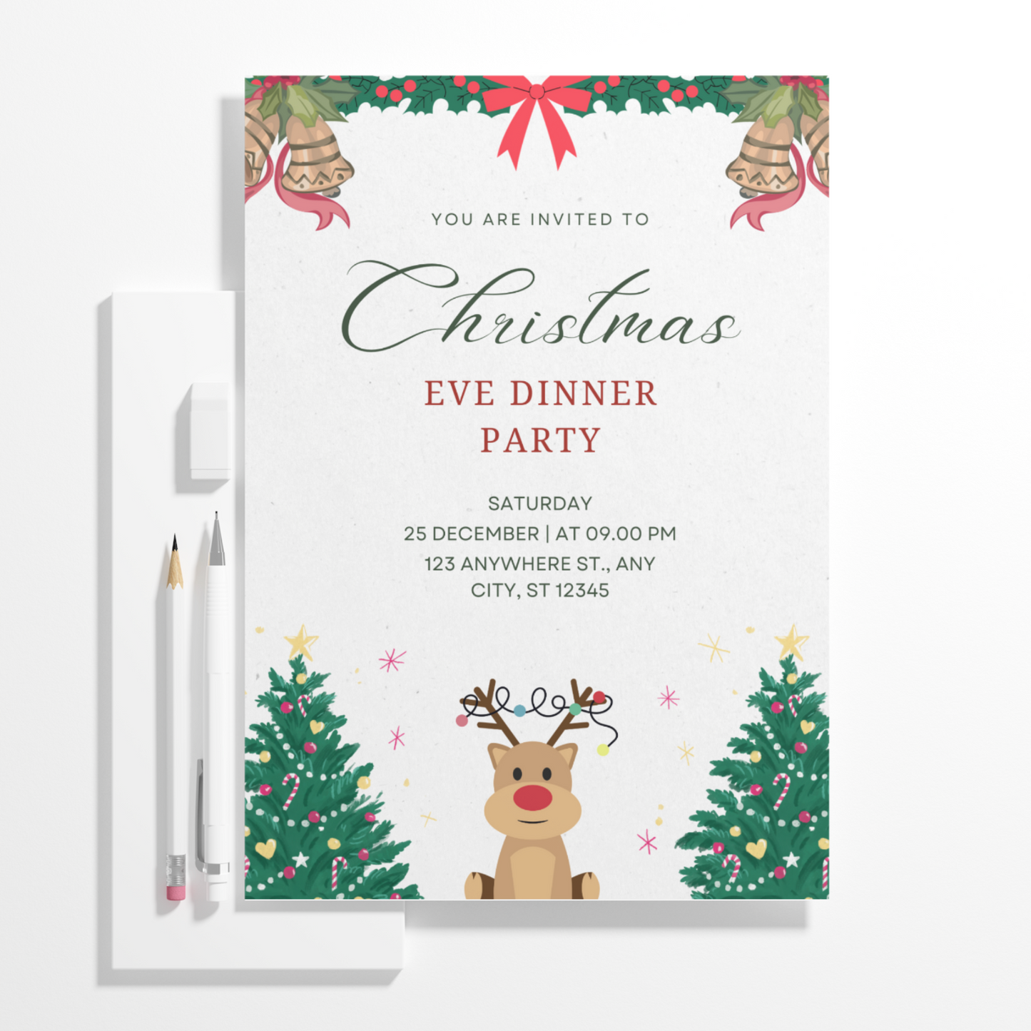 Christmas Eve Dinner Party Invite Template