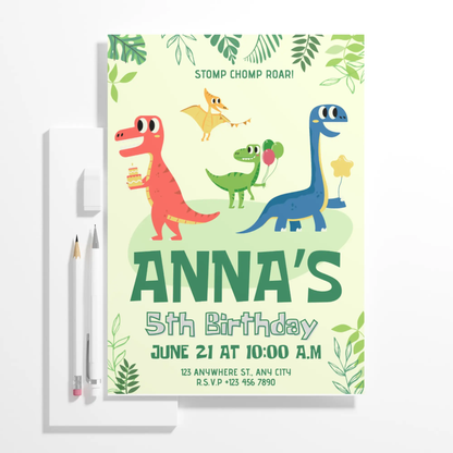 Dinosaur Birthday Invitation Template - CreativeRino