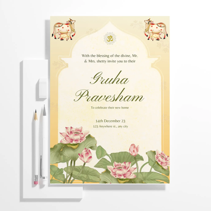 Gruhapravesham Invitation Template | Indian Housewarming Invite - CreativeRino