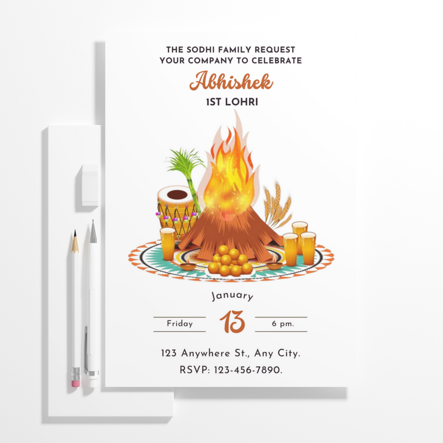 Lohri Invitation Template | Lohri Party Invite