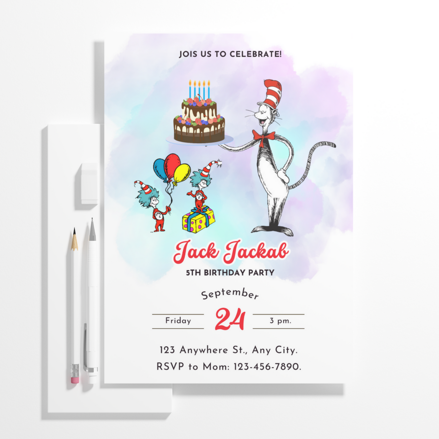 Dr Seuss Birthday Invitation Template