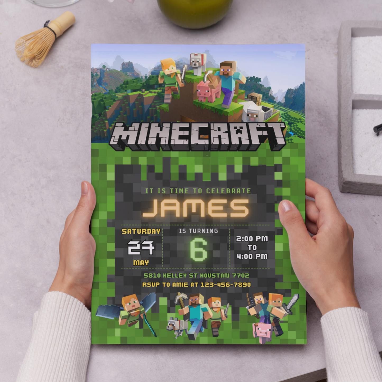 Minecraft Birthday Invitation Template