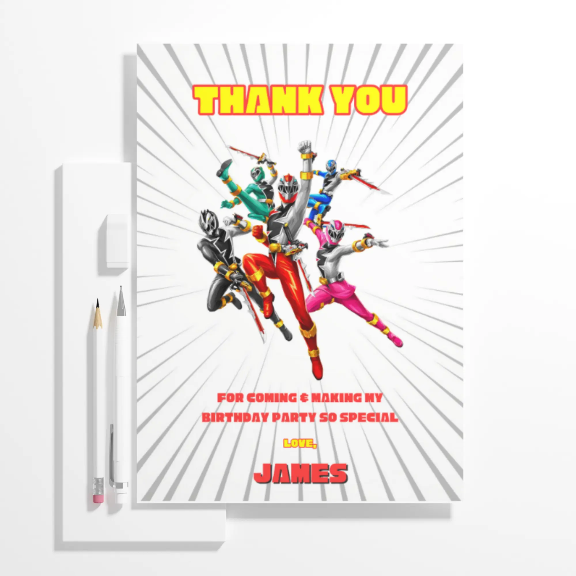 Power Rangers Thank You Card Template - CreativeRino