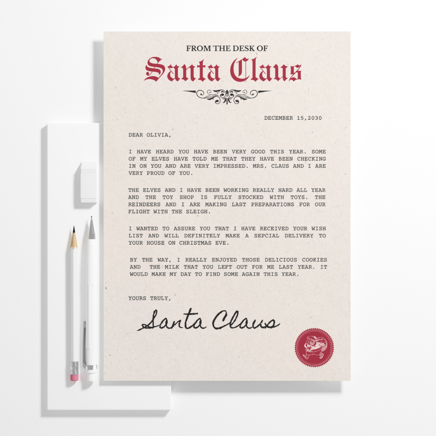 Letter from Santa Claus Christmas Template