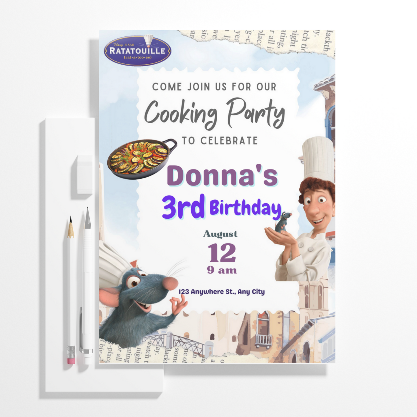 Ratatouille Birthday Invitation Template