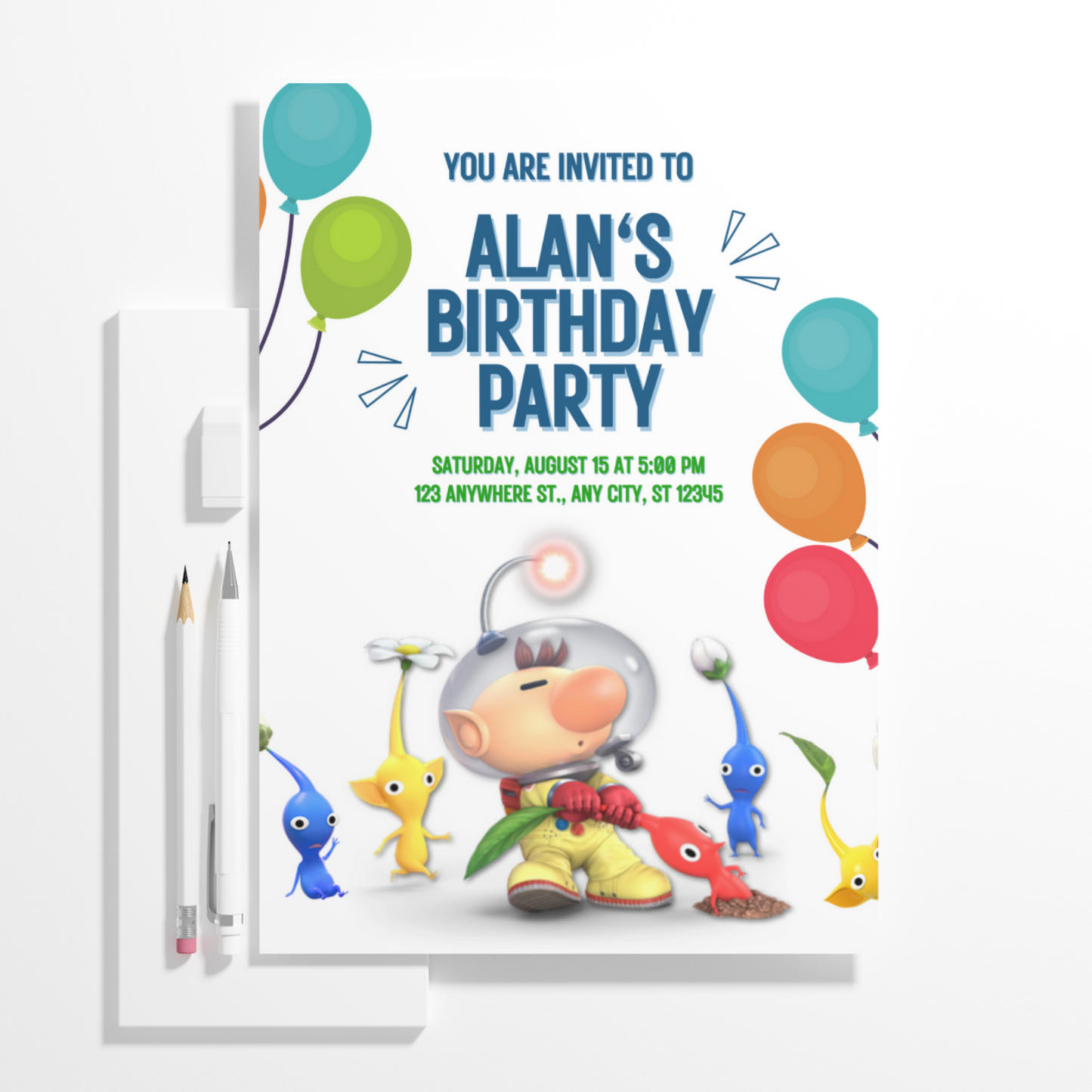 Pikmin Birthday Invitation Template