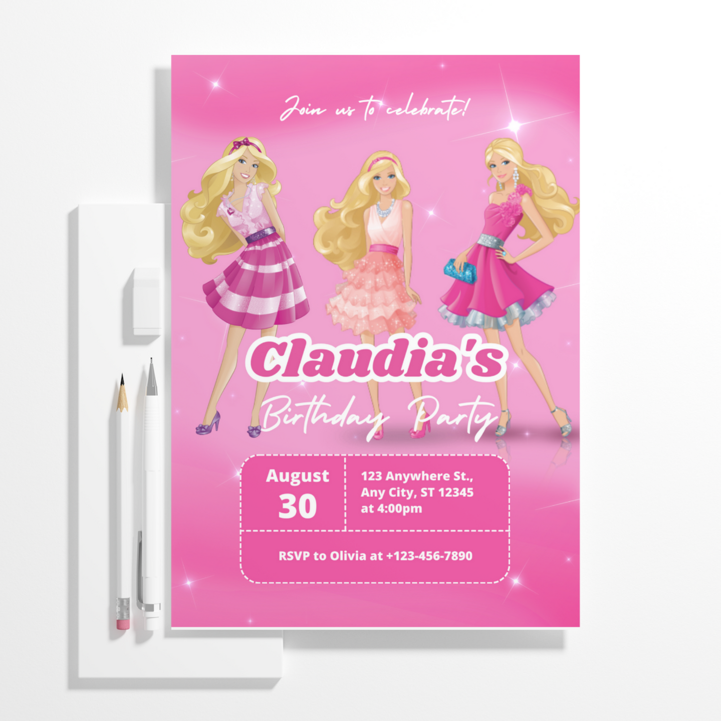 Barbie Doll Birthday Invitation Template