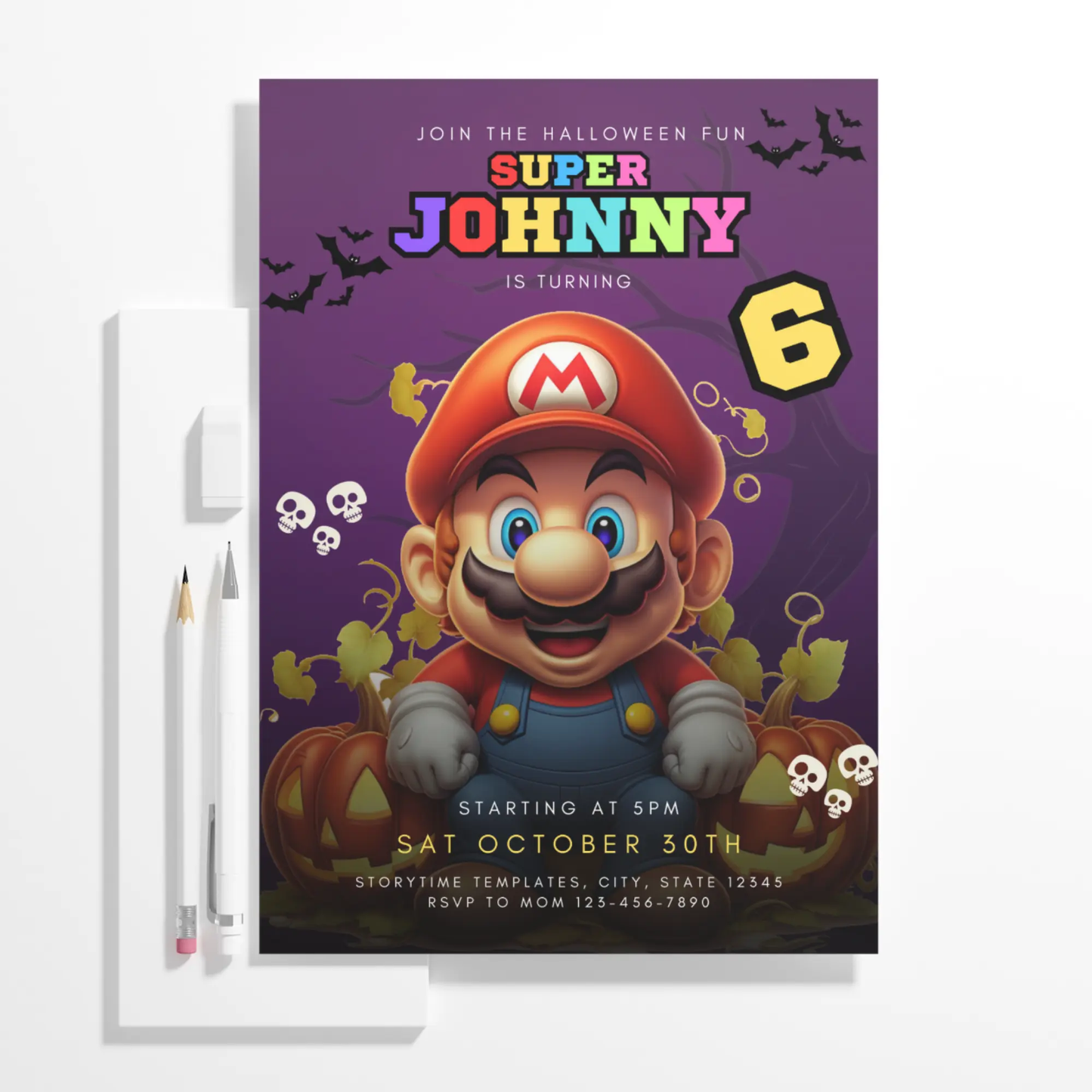 Super Mario Birthday Invitation Template - CreativeRino