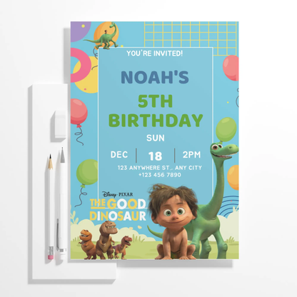 Good Dinosaur Birthday Invitation Template - CreativeRino