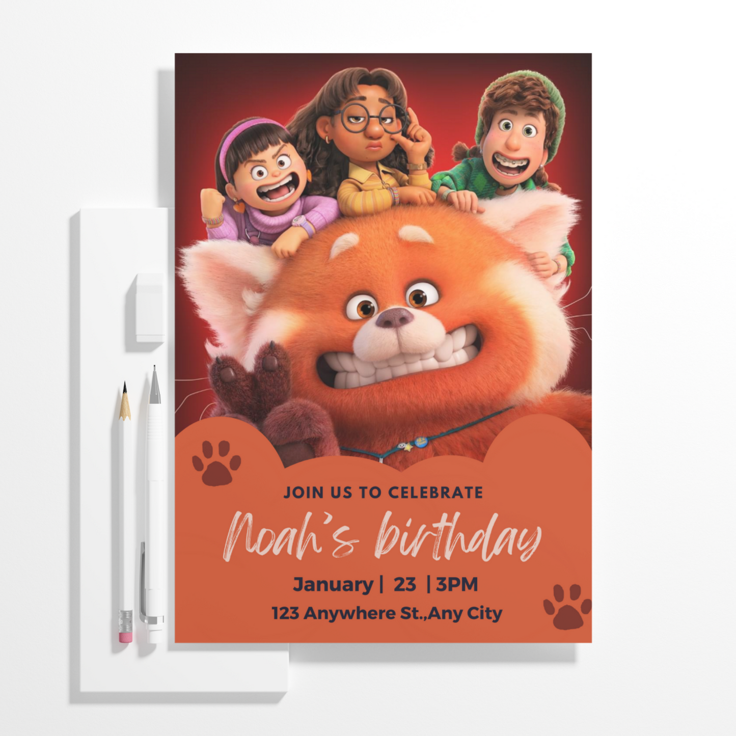 Red Panda Birthday Invitation Template