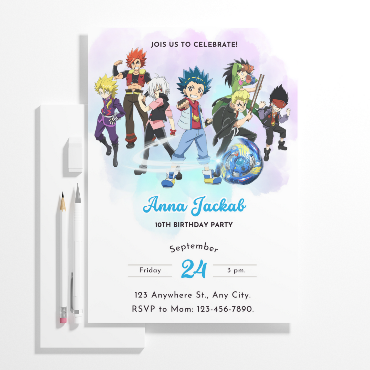 Beyblade Birthday Invitation Template