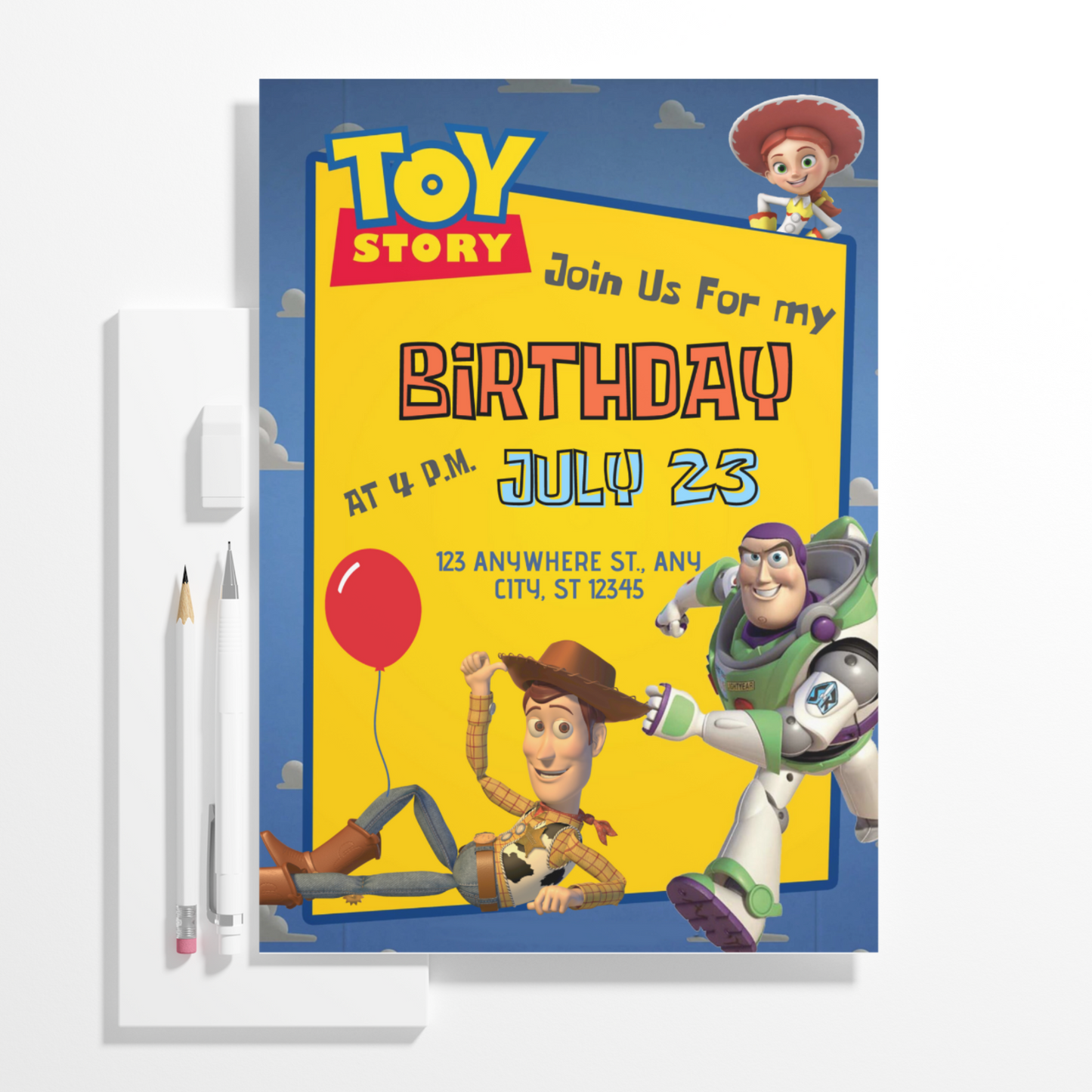 Toy Story Birthday Invitation Template | Buzz Lightyear and Woody Invite