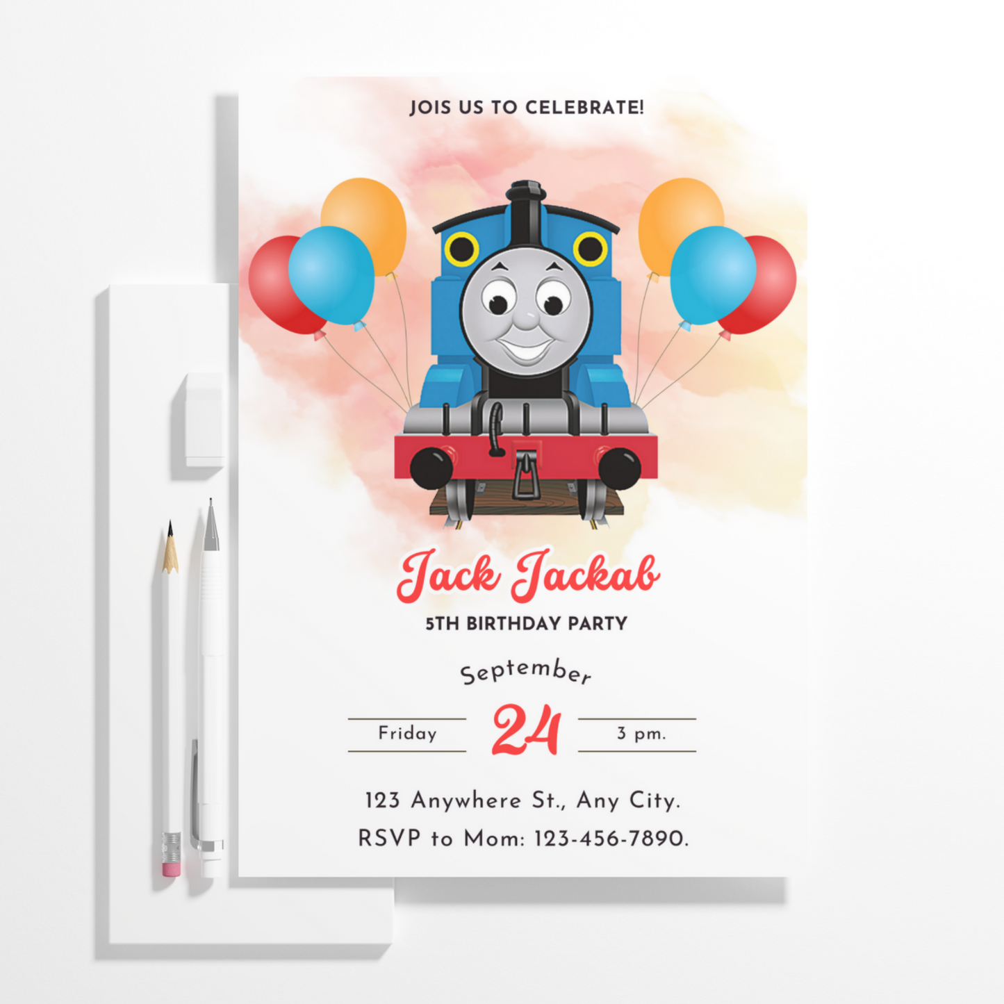 Thomas the Train Birthday Invitation Template