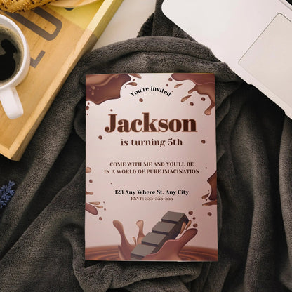 Chocolate Factory Birthday Invitation Template CreativeRino