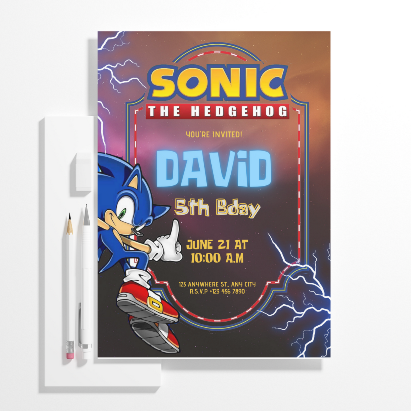 Sonic The Hedgehog Birthday Invitation Template