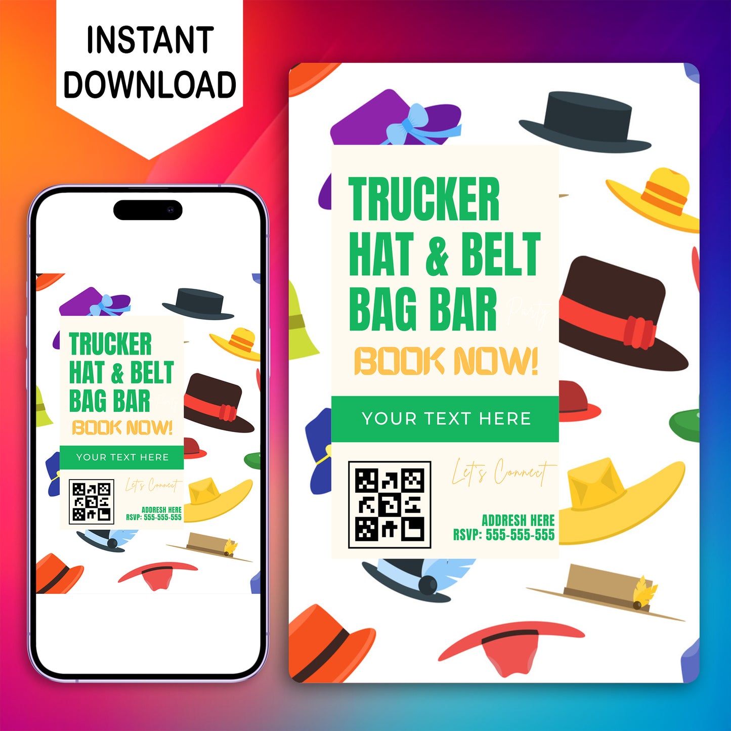 Trucker Hat Bar Flyer Template | Trucker Hat Bar Party Booking Flyer