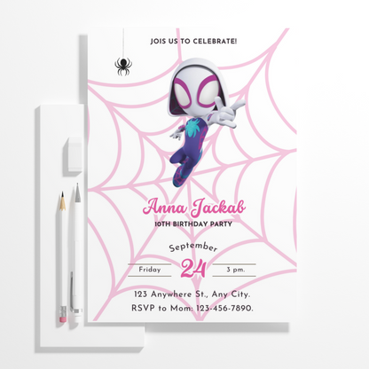 Ghost Spidey Birthday Invitation Template | Spidey and his Amazing Friends - CreativeRino