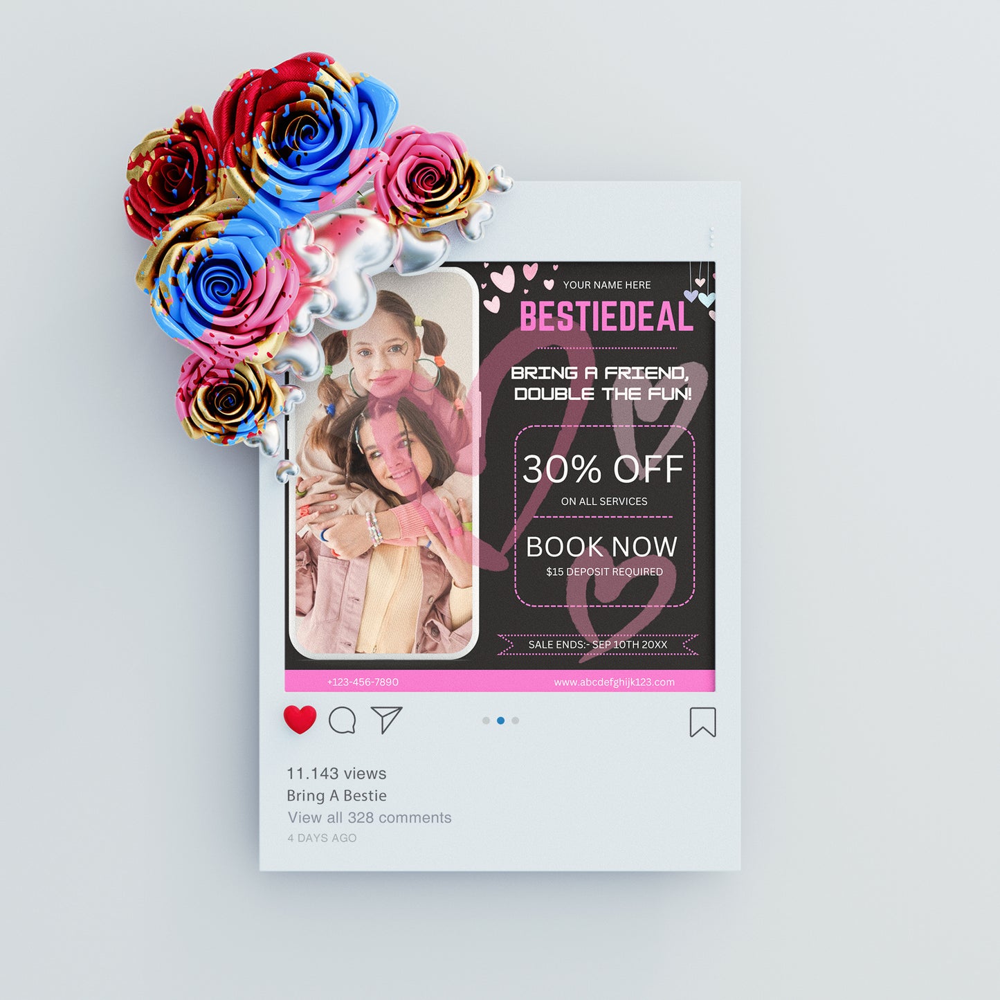 Bring A Bestie Flyer Template | Bring A Friend Social Media Flyer