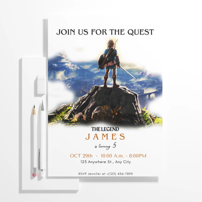 Zelda Birthday Invitation Template | Zelda Tears of the Kingdom Invite - CreativeRino