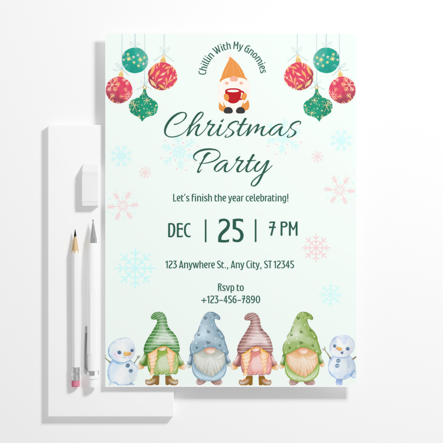 Gnome Christmas Party Invitation Template