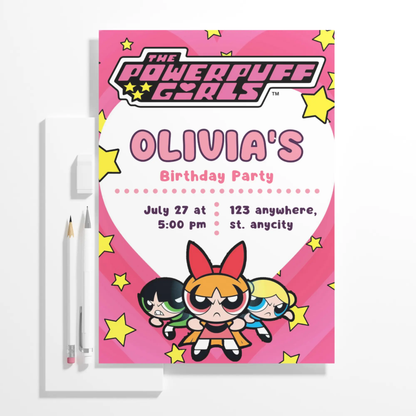 Powerpuff Girls Birthday Invitation Template - CreativeRino