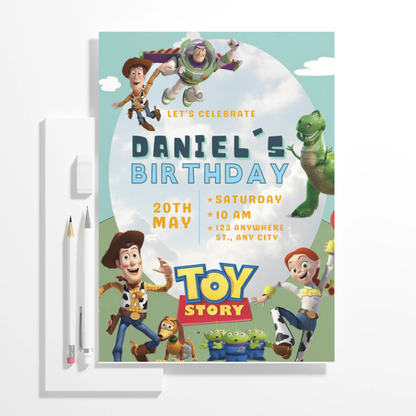 Toy Story Birthday Invitation Template | Buzz Lightyear and Woody Invite - CreativeRino