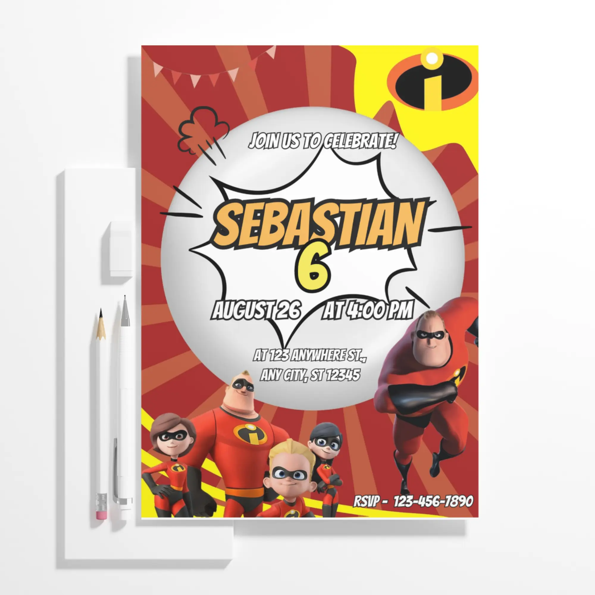 The Incredibles Birthday Invitation Template - CreativeRino